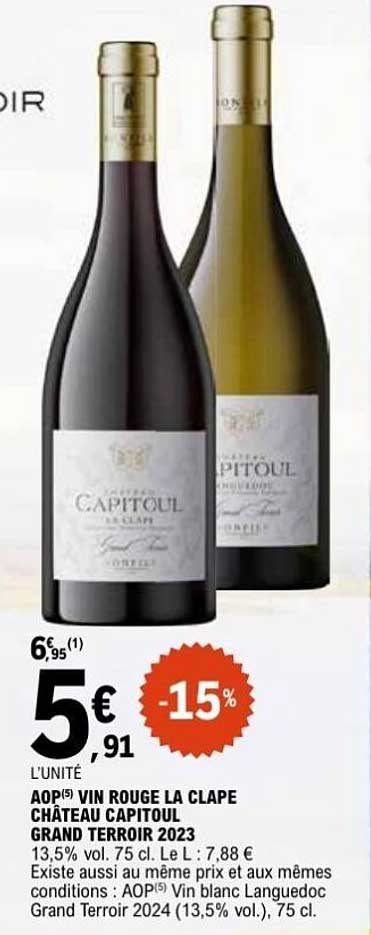 AOP VIN ROUGE LA CLAPE CHÂTEAU CAPITOUL GRAND TERROIR 2023