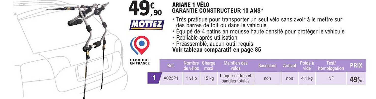 ARIANE 1 VÉLO GARANTIE CONSTRUCTEUR 10 ANS*