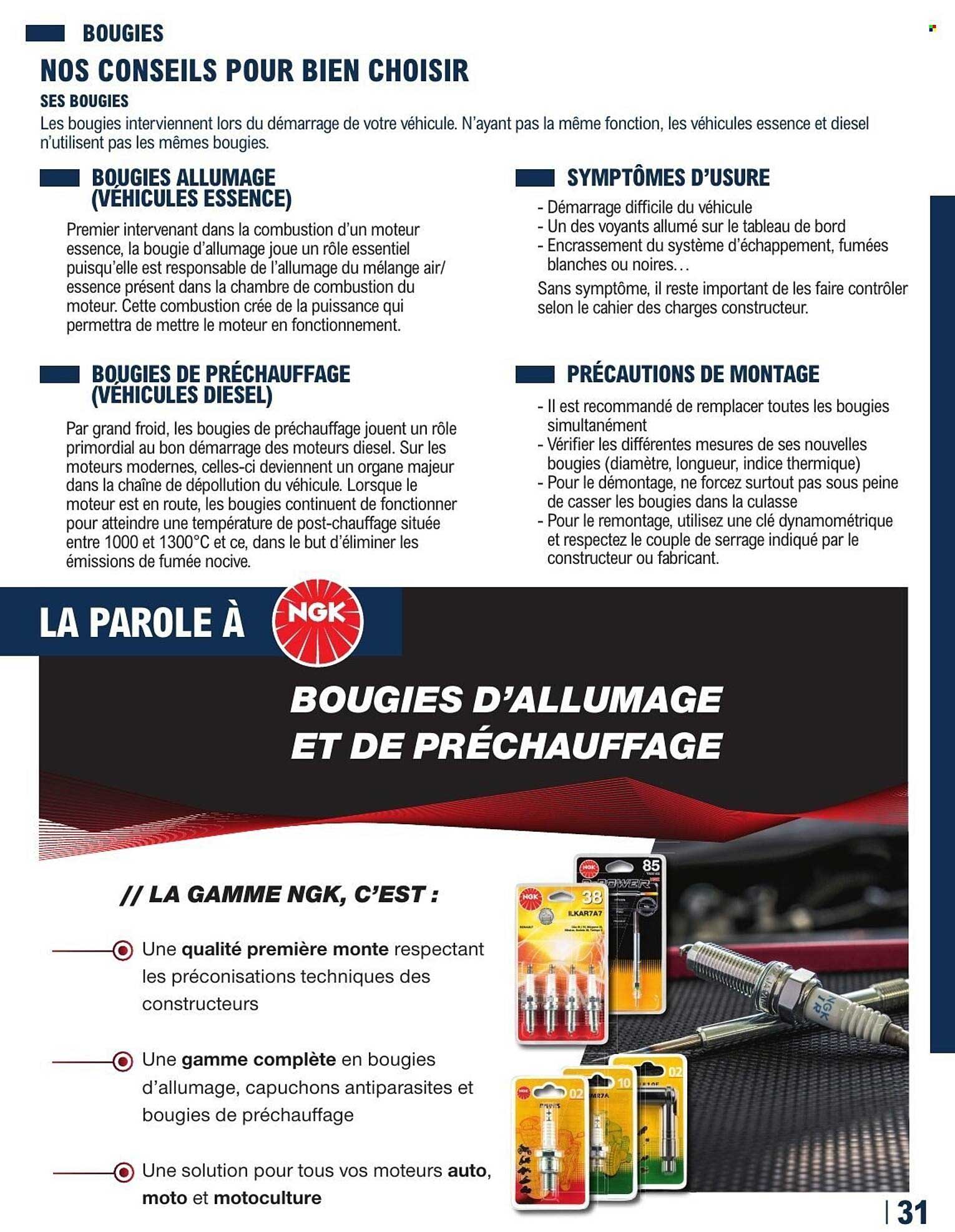 BOUGIES D’ALLUMAGE ET DE PRÉCHAUFFAGE