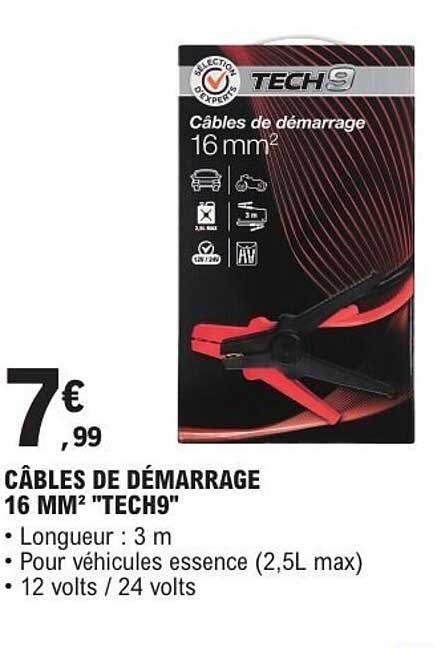 CÂBLES DE DÉMARRAGE 16 MM² "TECH9"