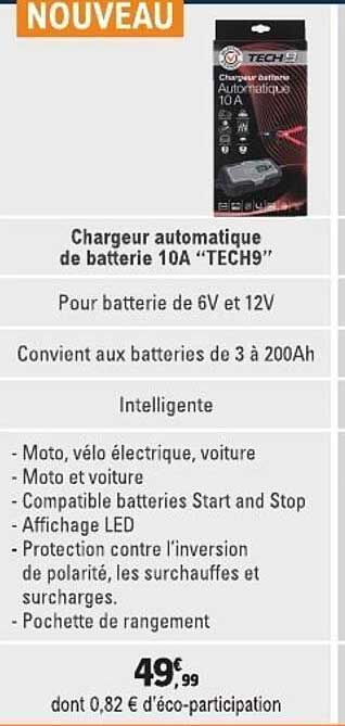 Chargeur automatique de batterie 10A “TECH9”