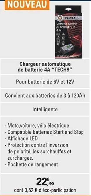 Chargeur automatique de batterie 4A “TECH9”