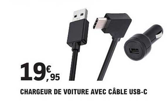 CHARGEUR DE VOITURE AVEC CÂBLE USB-C