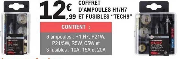 COFFRET D'AMPOULES H1/H7 ET FUSIBLES “TECH9”