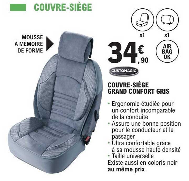 COUVRE-SIÈGE GRAND CONFORT GRIS