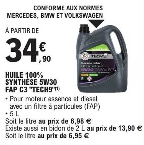 HUILE 100% SYNTHESE 5W30 FAP C3 "TECH9"(1)
