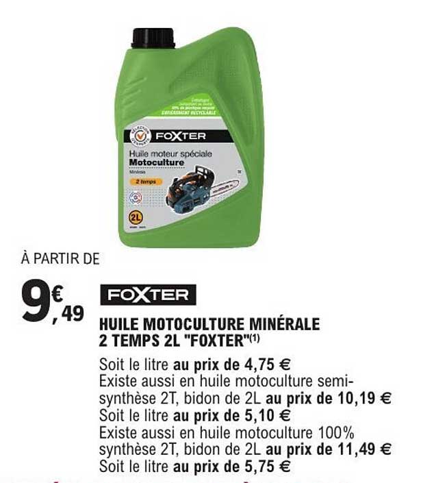 HUILE MOTOCULTURE MINÉRALE 2 TEMPS 2L "FOXTER"