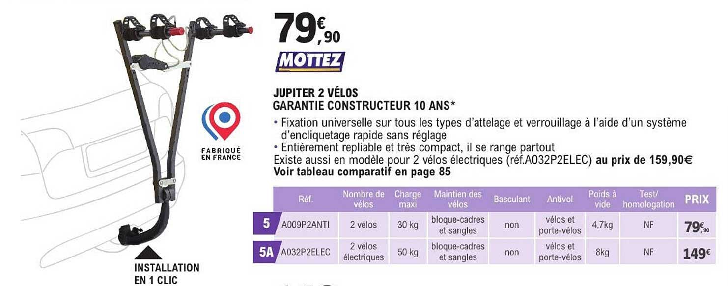 JUPITER 2 VÉLOS GARANTIE CONSTRUCTEUR 10 ANS*