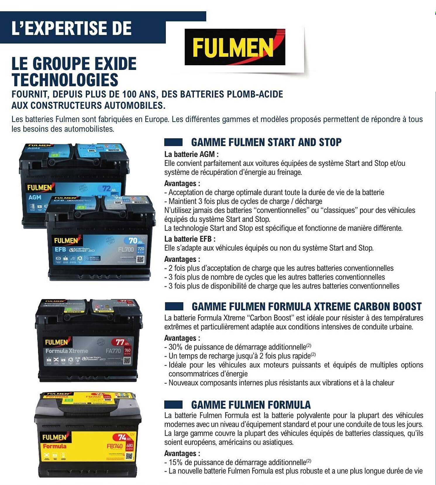 L’EXPERTISE DE LE GROUPE EXIDE TECHNOLOGIES