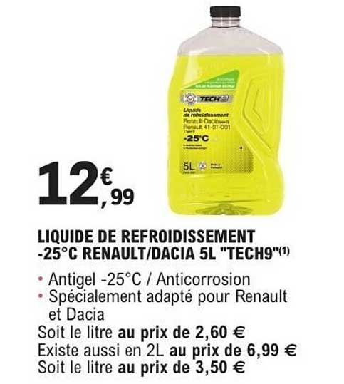 LIQUIDE DE REFROIDISSEMENT -25°C RENAULT/DACIA 5L "TECH9"(1)