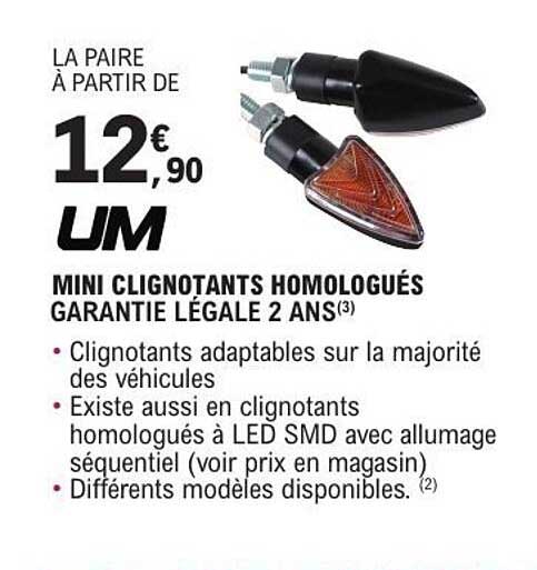 MINI CLIGNOTANTS HOMOLOGUÉS GARANTIE LÉGALE 2 ANS(3)