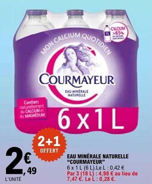 MON CALCIUM QUOTIDIEN COURMAYEUR EAU MINÉRALE NATURELLE 6 x 1 L