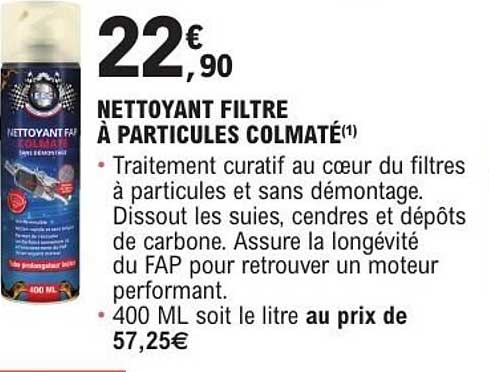 NETTOYANT FILTRE À PARTICULES COLMATÉ(1)