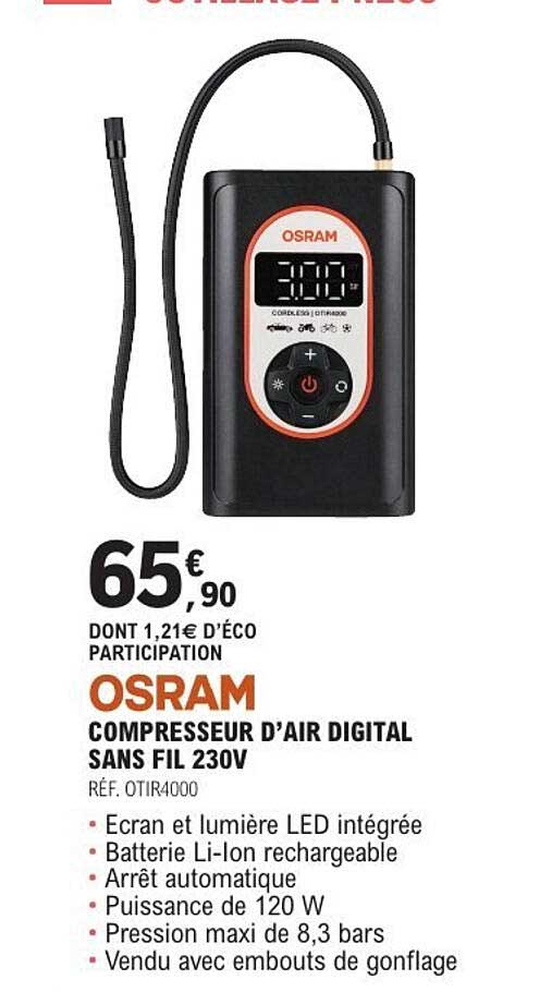 OSRAM COMPRESSEUR D’AIR DIGITAL SANS FIL 230V