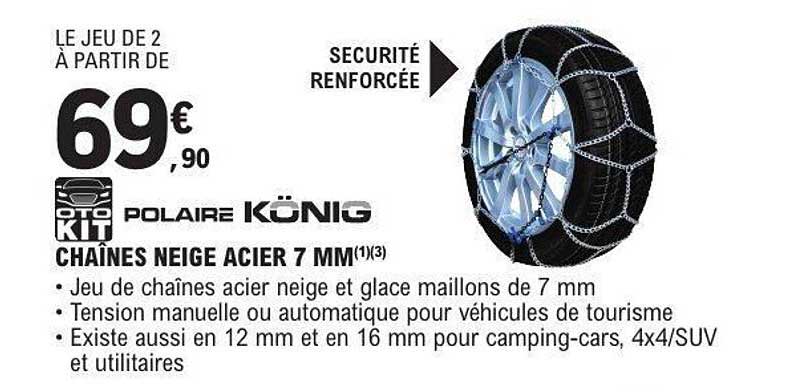 POLAIRE KÖNIG CHAÎNES NEIGE ACIER 7 MM