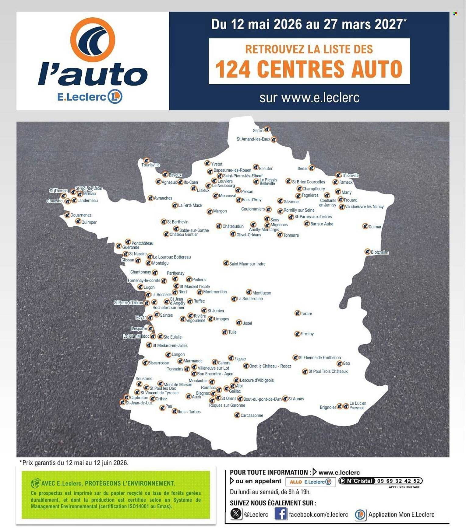 RETROUVEZ LA LISTE DES 124 CENTRES AUTO
