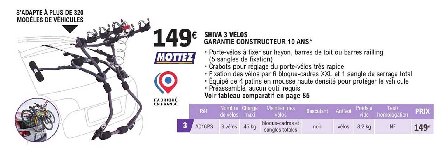 SHIVA 3 VÉLOS GARANTIE CONSTRUCTEUR 10 ANS*