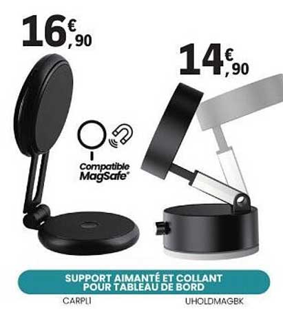 SUPPORT AIMANTÉ ET COLLANT POUR TABLEAU DE BORD