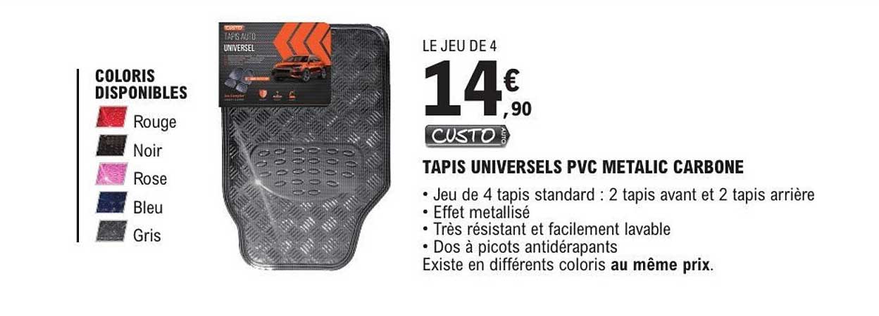 TAPIS UNIVERSELS PVC METALIC CARBONE