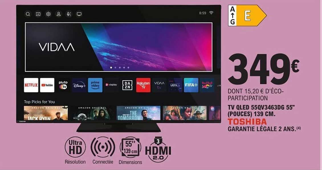 TV OLED 55V3463DG 55" (POUCES) 139 CM. TOSHIBA