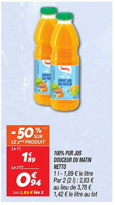 100% PUR JUS DOUCEUR DU MATIN NETTO