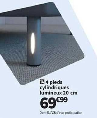 14 4 pieds cylindriques lumineux 20 cm