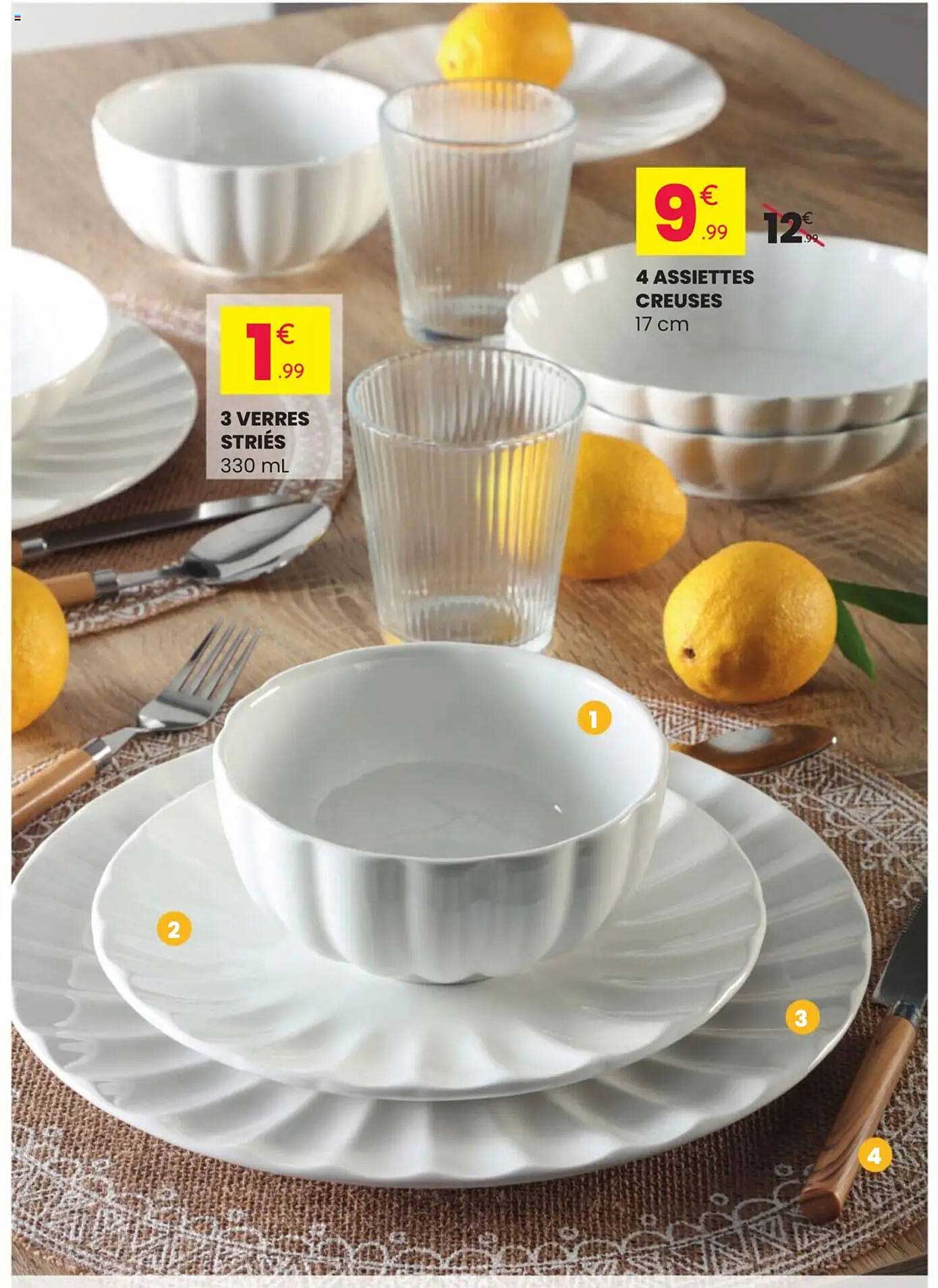 4 ASSIETTES CREUSES 17 cm