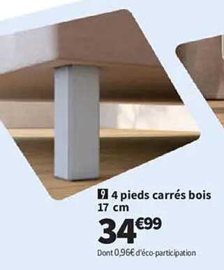 4 pieds carrés bois 17 cm