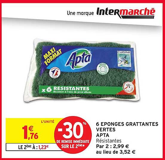 6 ÉPONGES GRATTANTES VERTES APTA