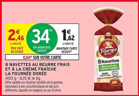 8 Navettes au Beurre Frais et à la Crème Fraîche La Fournée Dorée