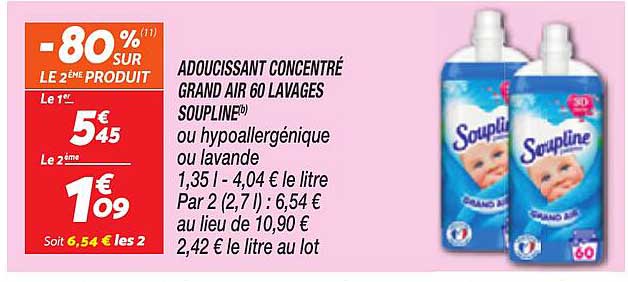 ADOUCISSANT CONCENTRÉ GRAND AIR 60 LAVAGES SOUPLINE