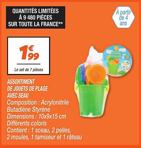 ASSORTIMENT DE JOUETS DE PLAGE AVEC SEAU