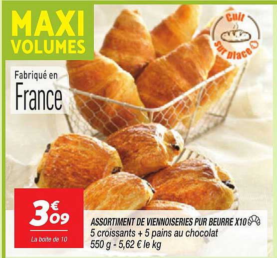 ASSORTIMENT DE VIENNOISERIES PUR BEURRE X10