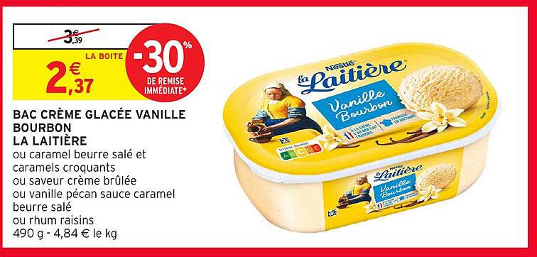 BAC CRÈME GLACÉE VANILLE BOURBON LA LAITIÈRE