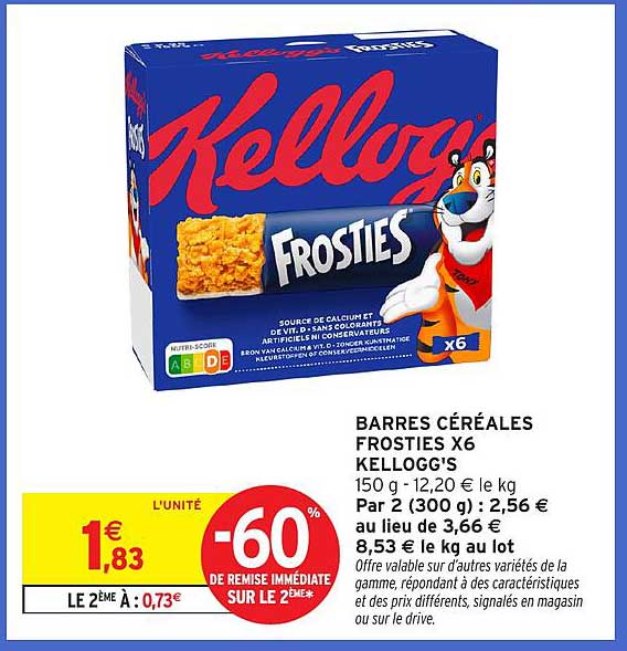 BARRES CÉRÉALES FROSTIES X6 KELLOGG'S