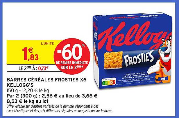 BARRES CÉRÉALES FROSTIES X6 KELLOGG'S