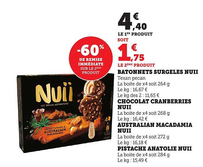 Batonnet Surgelé Nuii - 60% de Remise sur le 2ème Produit