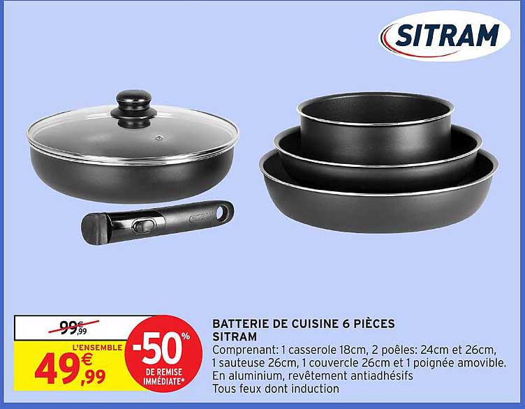 BATTERIE DE CUISINE 6 PIÈCES SITRAM