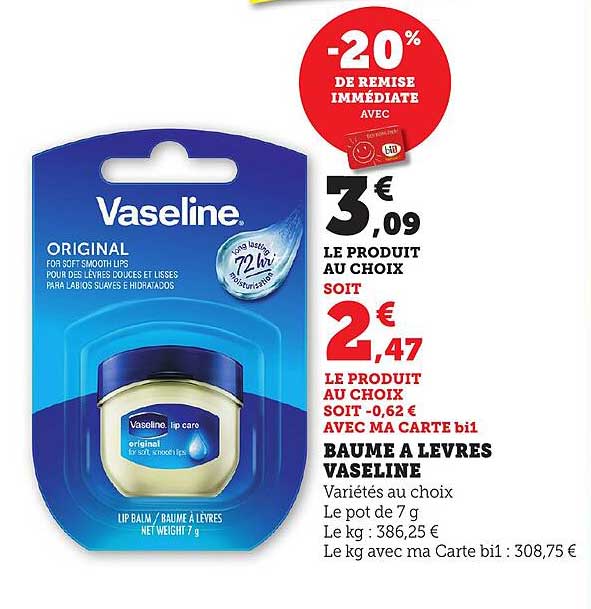 BAUME A LEVRES VASELINE