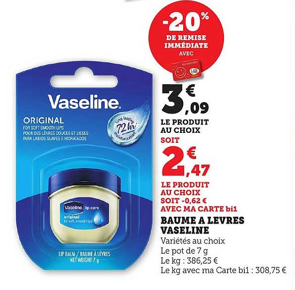 BAUME A LEVRES VASELINE