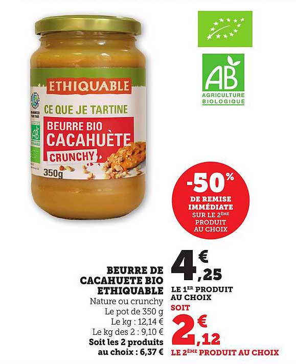 BEURRE DE CACAHUETE BIO ETHIQUABLE