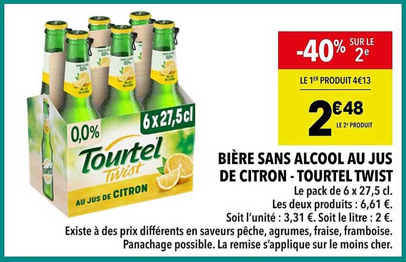 BIÈRE SANS ALCOOL AU JUS DE CITRON - TOURTEL TWIST