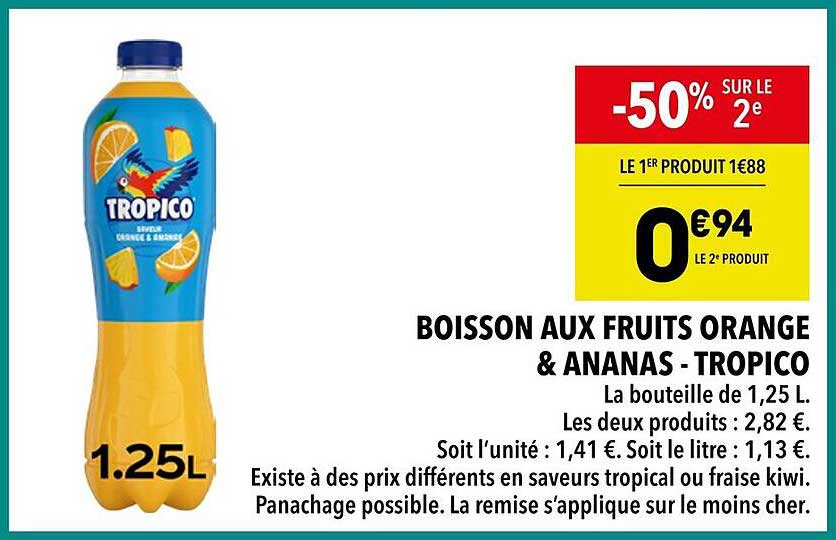 BOISSON AUX FRUITS ORANGE & ANANAS - TROPICO