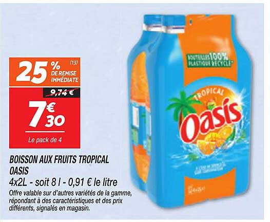 BOISSON AUX FRUITS TROPICAL OASIS 4x2L