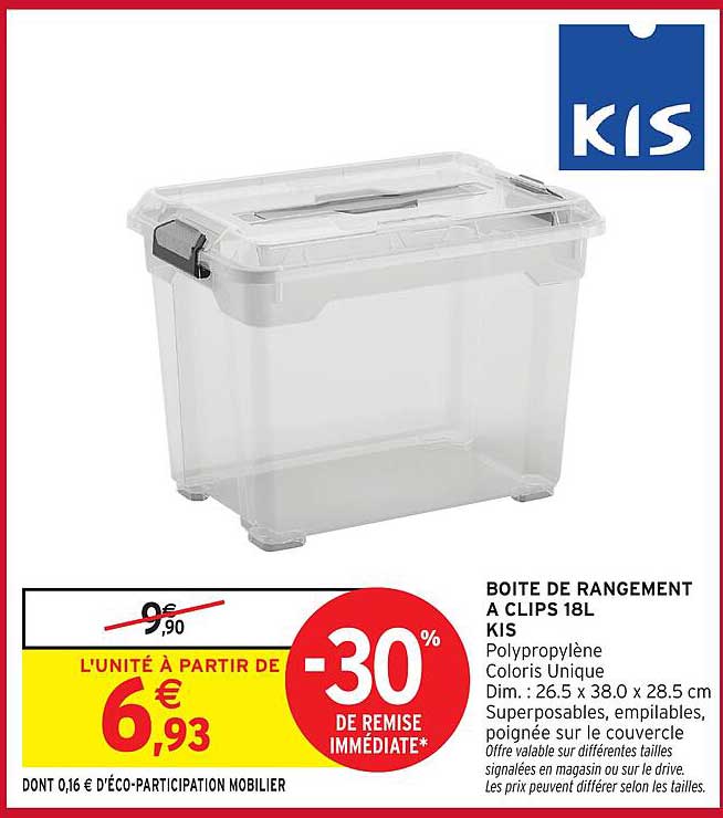BOITE DE RANGEMENT A CLIPS 18L KIS
