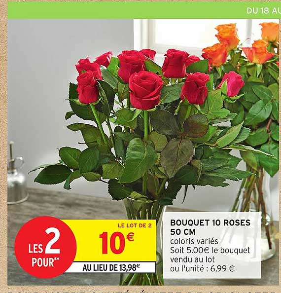 BOUQUET 10 ROSES 50 CM