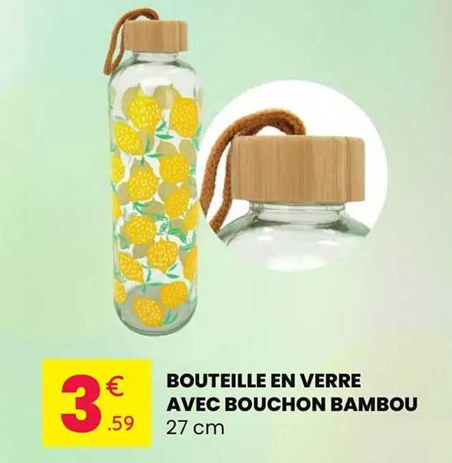 BOUTEILLE EN VERRE AVEC BOUCHON BAMBOU