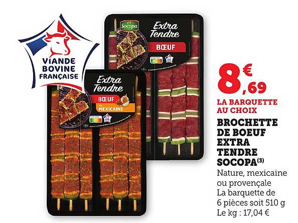 BROCHETTE DE BOEUF EXTRA TENDRE SOCOPA