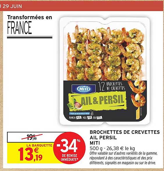 BROCHETTES DE CREVETTES AIL PERSIL