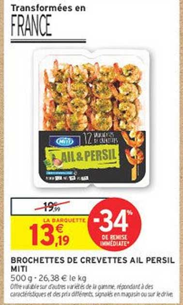 BROCHETTES DE CREVETTES AIL PERSIL MITI